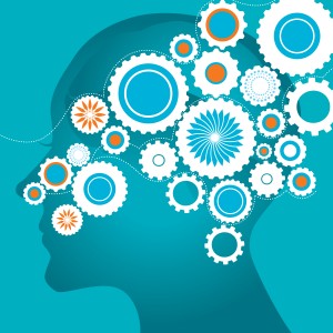 creative brain on turquoise background