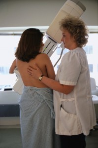 Woman having Mammogram