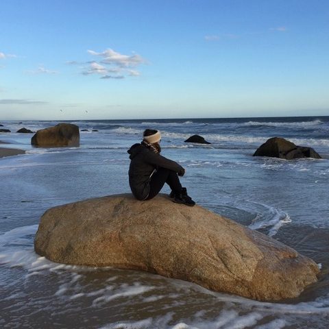 reflecting on the beach
